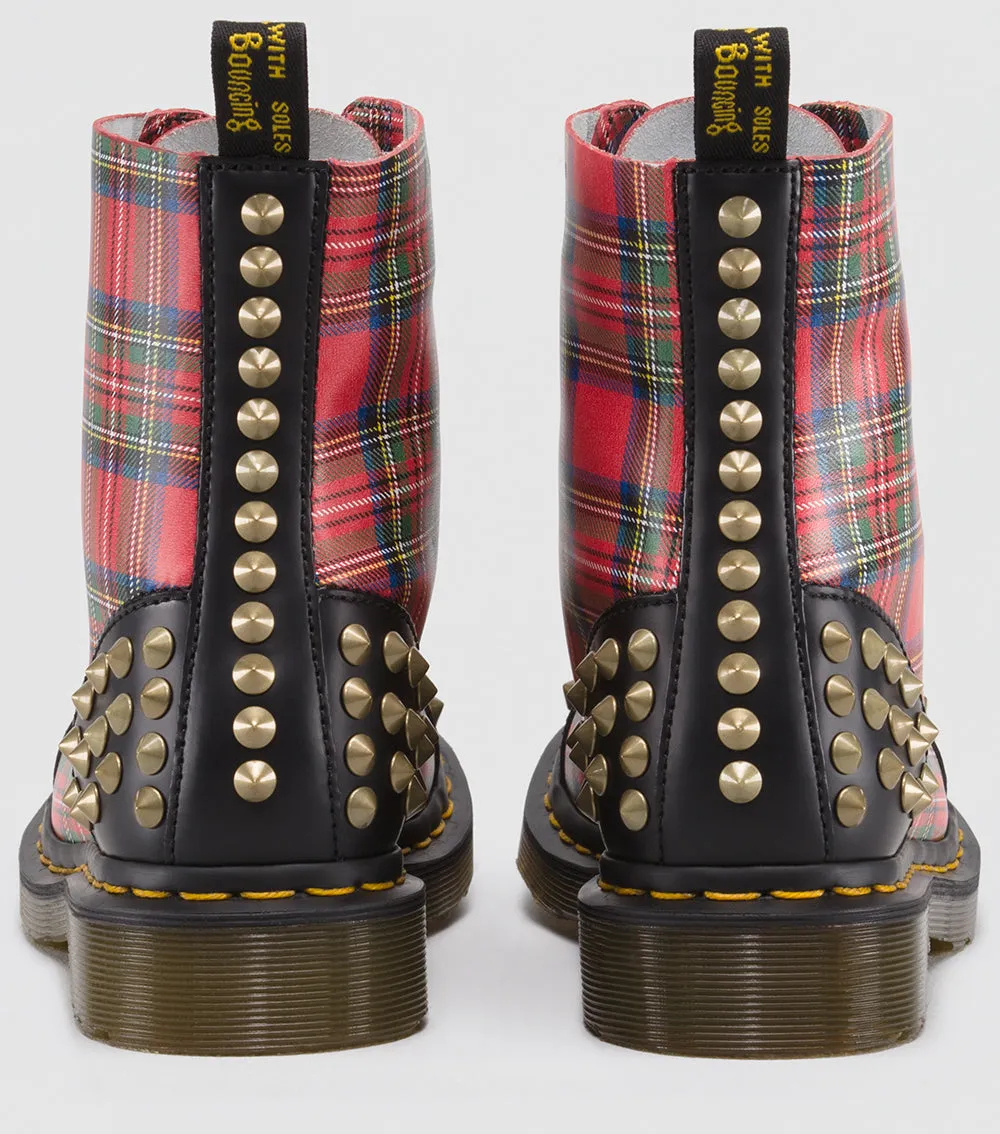 1460 Dai Tartan Studded Leather Lace Up Boot