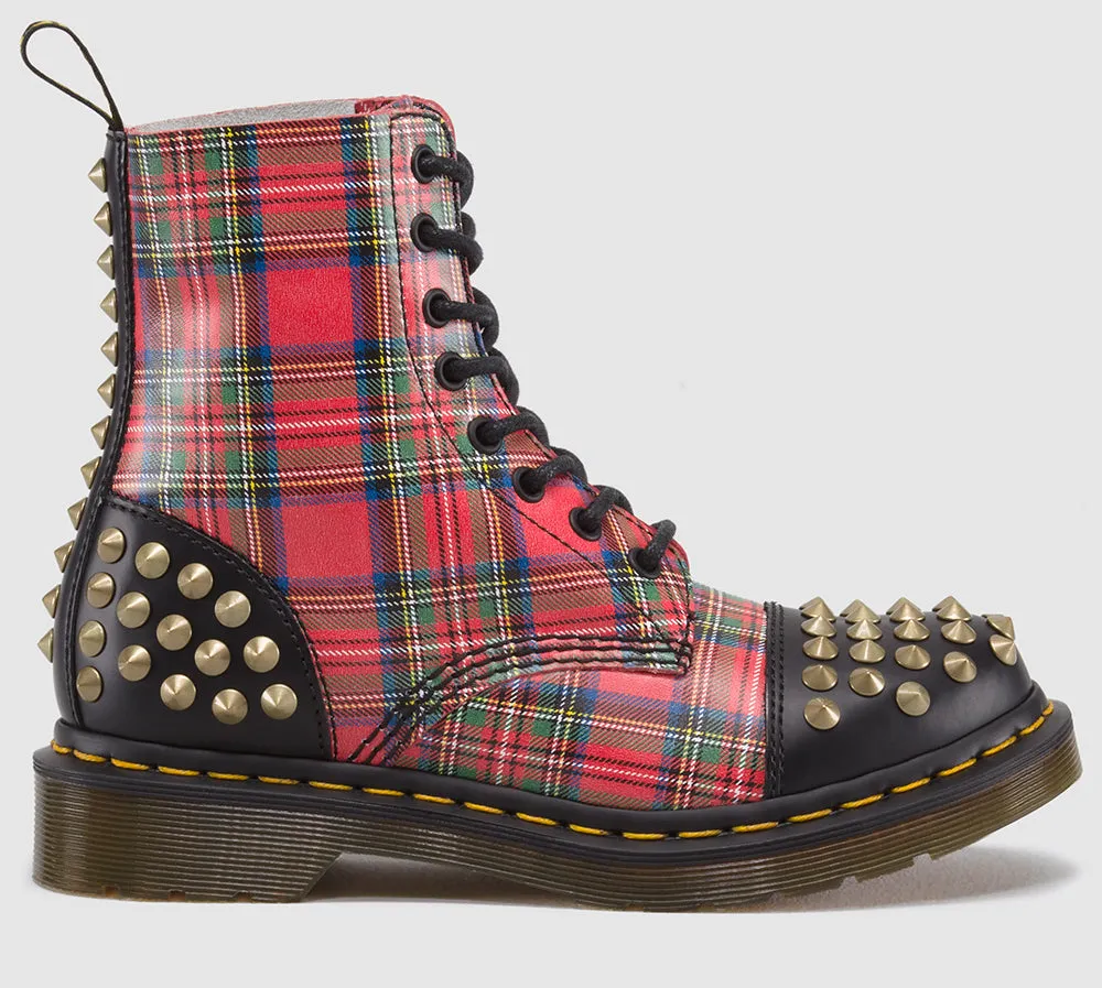 1460 Dai Tartan Studded Leather Lace Up Boot