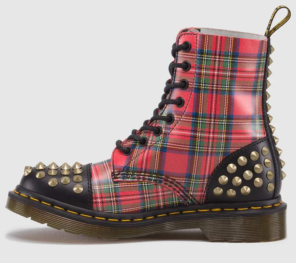 1460 Dai Tartan Studded Leather Lace Up Boot