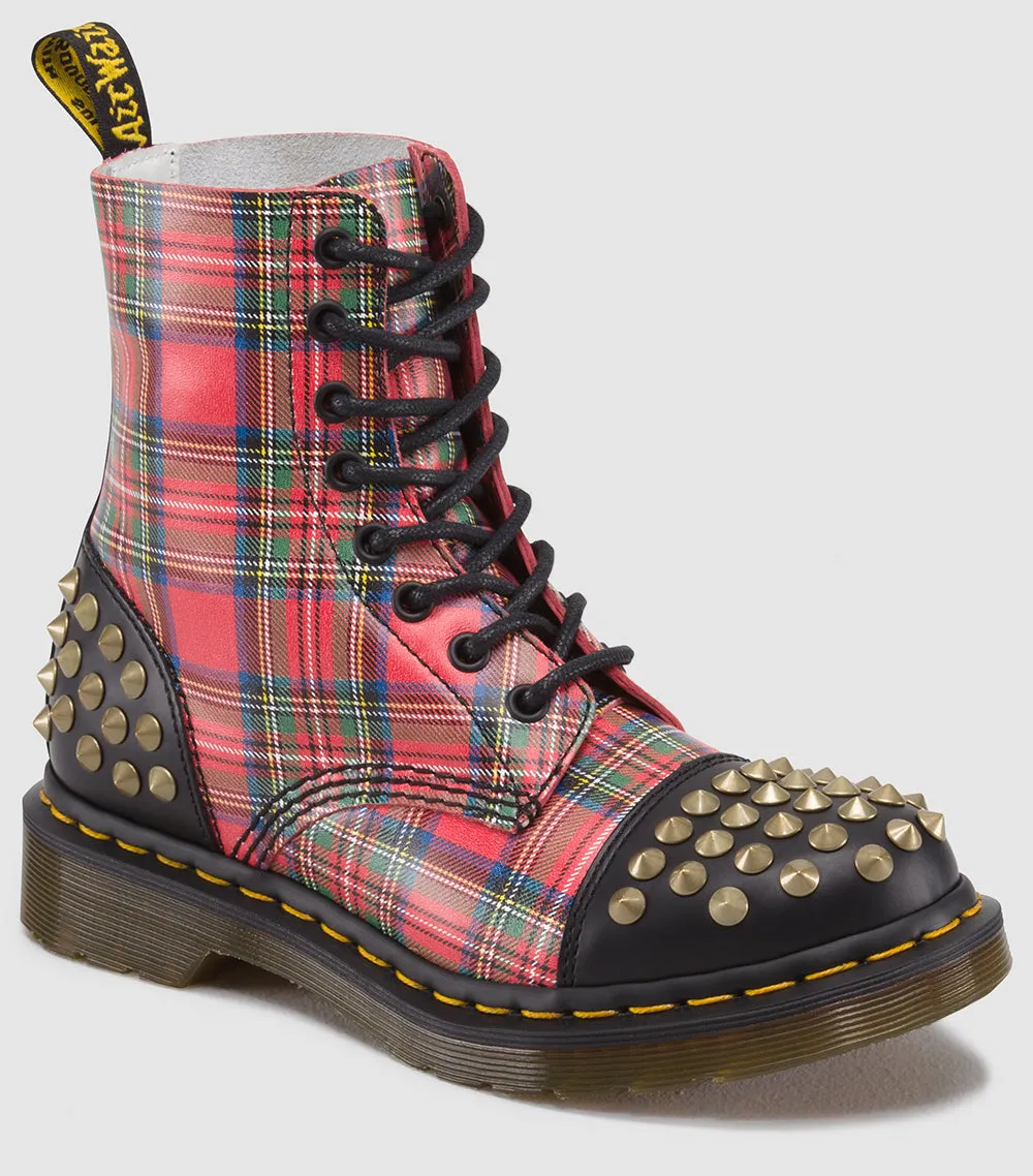 1460 Dai Tartan Studded Leather Lace Up Boot