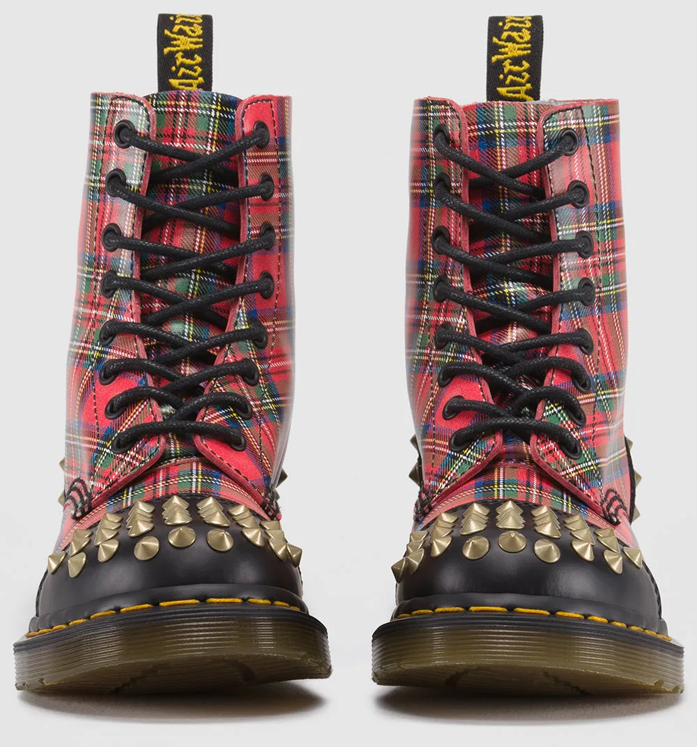 1460 Dai Tartan Studded Leather Lace Up Boot