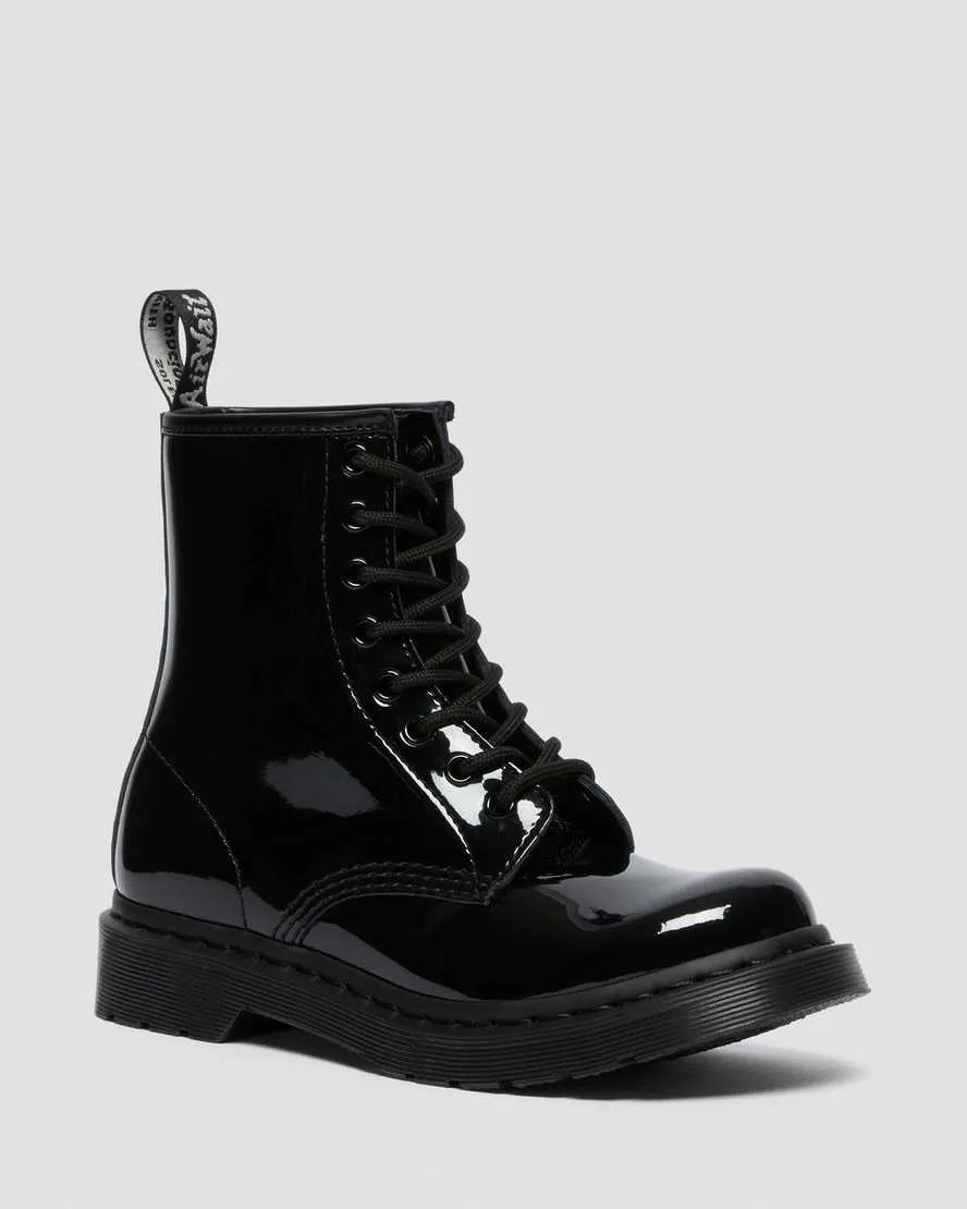 1460 Mono Black Patent Leather Lace Up Boots