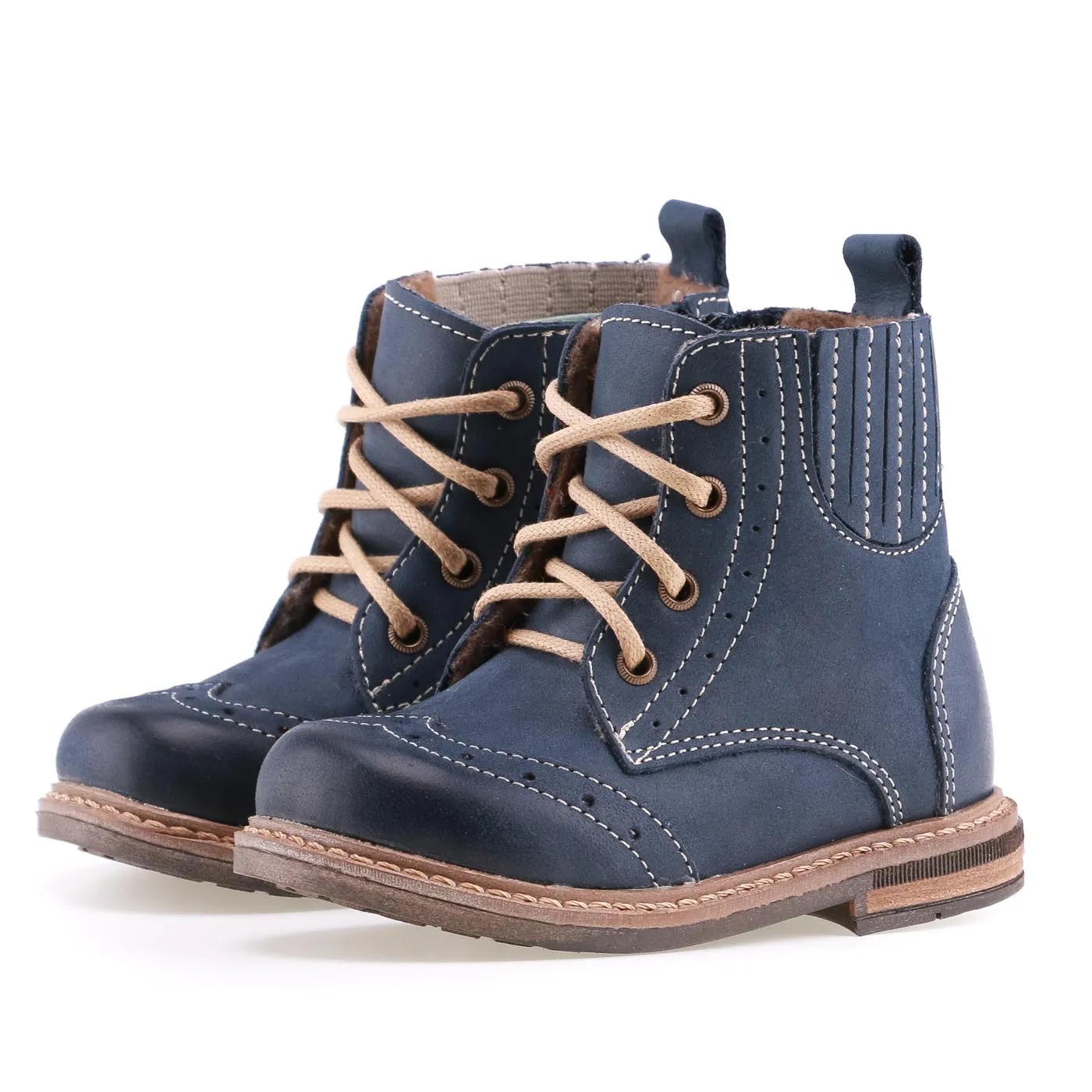 (2519-15) Emel winter shoes - navy brogue