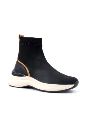 ALVIERO MARTINI 1° CLASSE Elastic Sock Sneaker Donna Black Geo Beige N1688-0308