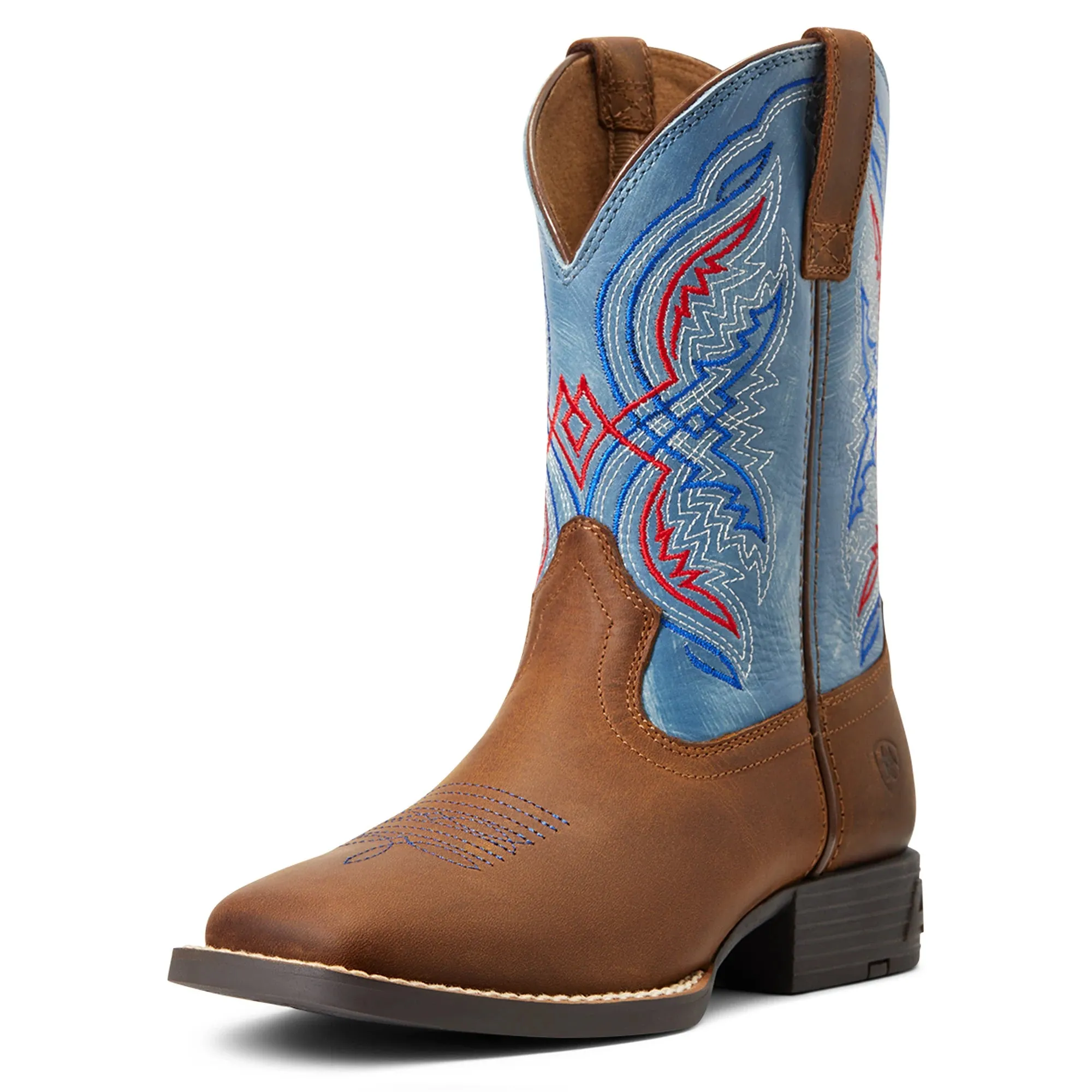 Ariat Kids Double Kicker Distressed Brown/Stone Blue Boots