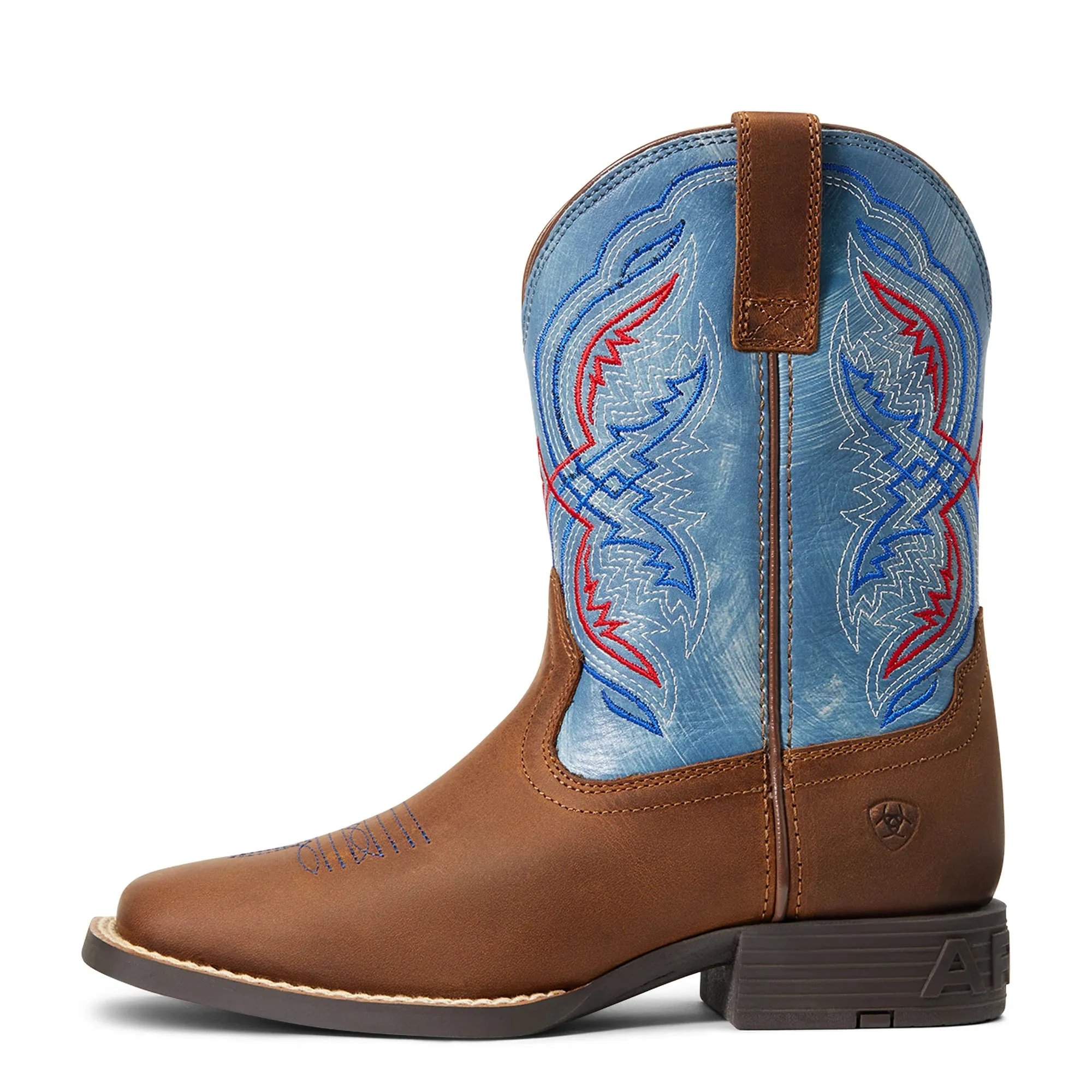 Ariat Kids Double Kicker Distressed Brown/Stone Blue Boots