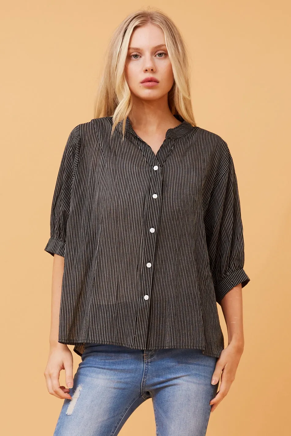 BELINA STRIPE BUTTON UP SHIRT