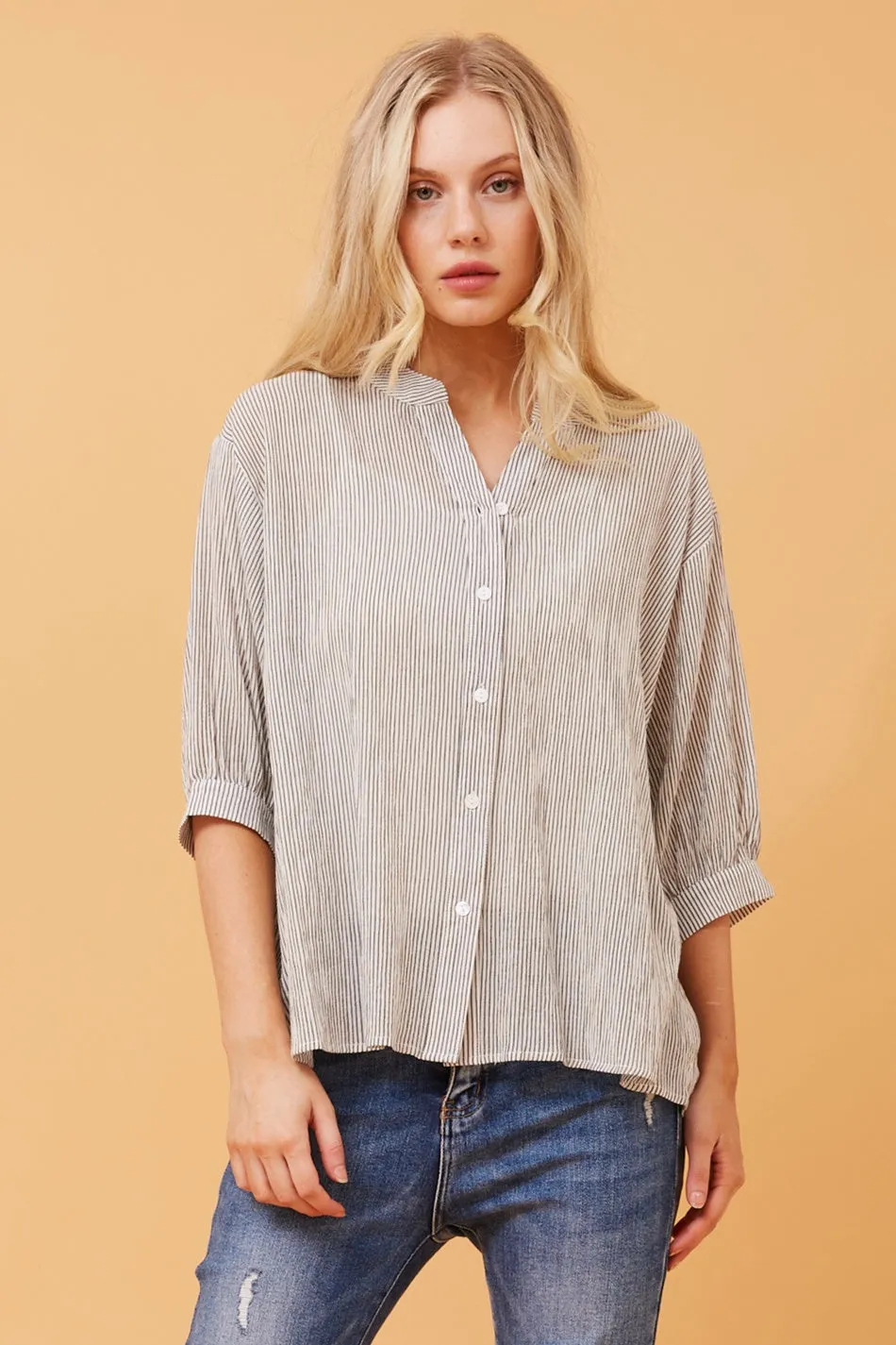 BELINA STRIPE BUTTON UP SHIRT