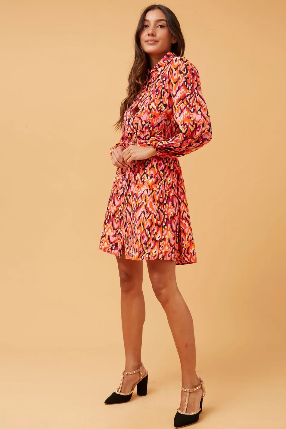 BIRTIE ABSTRACT PRINT SHIRT DRESS