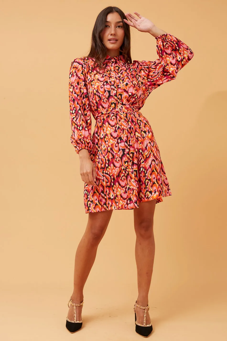 BIRTIE ABSTRACT PRINT SHIRT DRESS