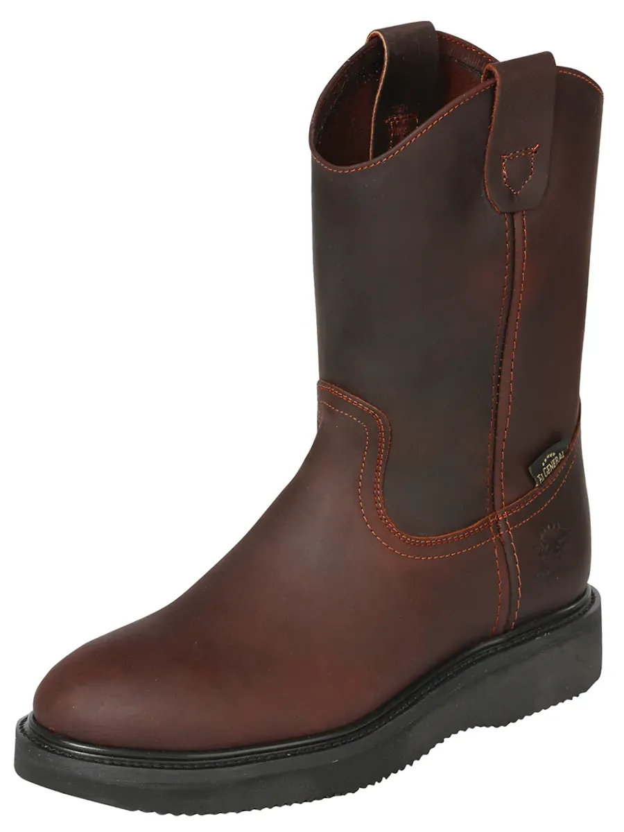 Botas de Trabajo de Tubo Pull-On con Punta Suave de Piel Genuina para Hombre 'El General' - ID: 126047