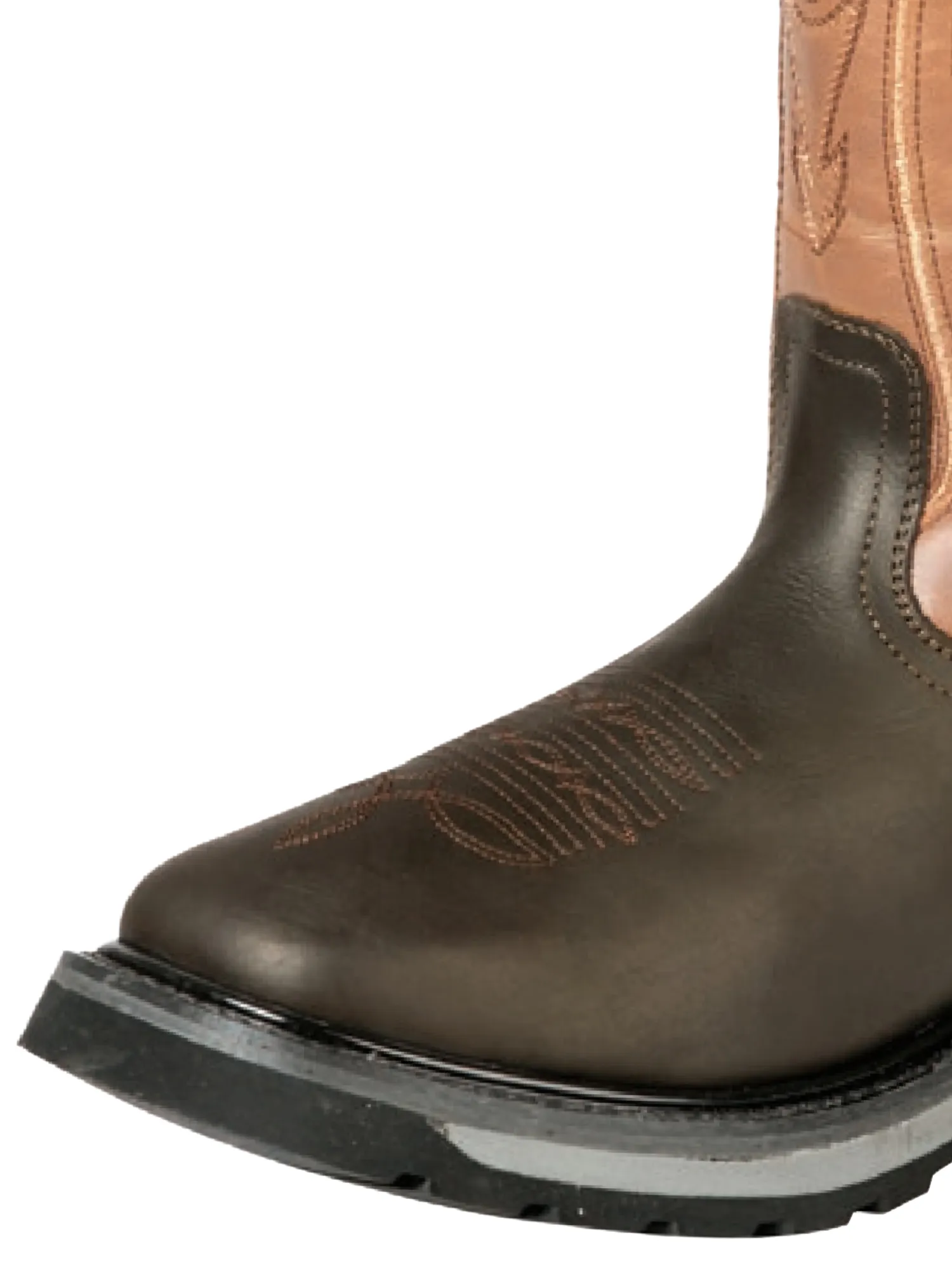 Botas de Trabajo Rodeo de Tubo Pull-On con Punta Suave de Piel Genuina para Hombre 'El General' - ID: 51277