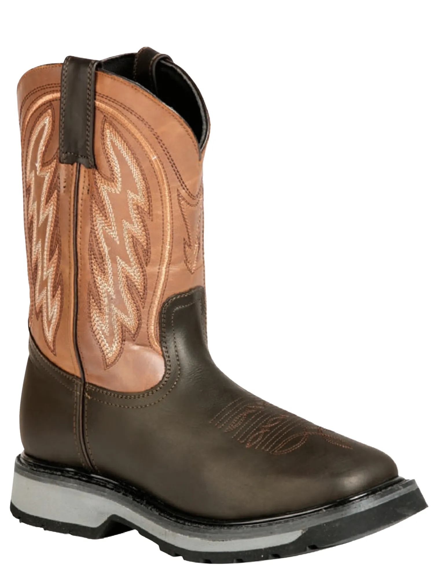 Botas de Trabajo Rodeo de Tubo Pull-On con Punta Suave de Piel Genuina para Hombre 'El General' - ID: 51277