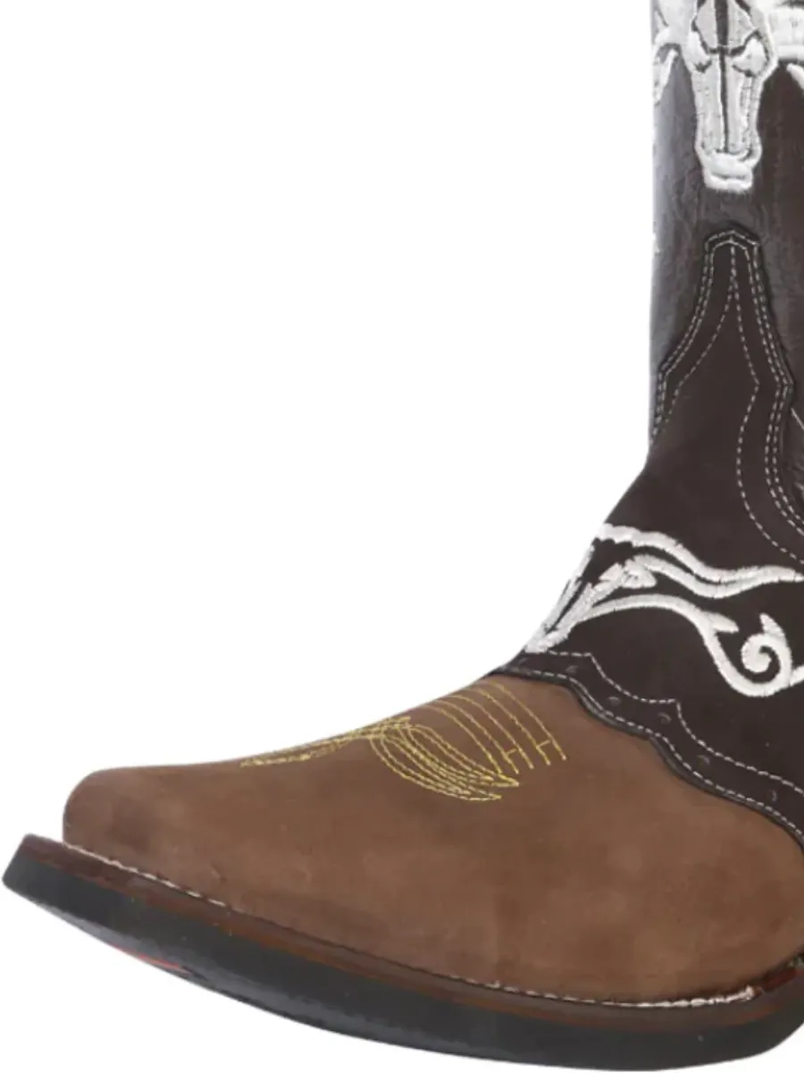 Botas Vaqueras Rodeo con Antifaz Bordado de Piel Genuina para Hombre 'El General' - ID: 34311