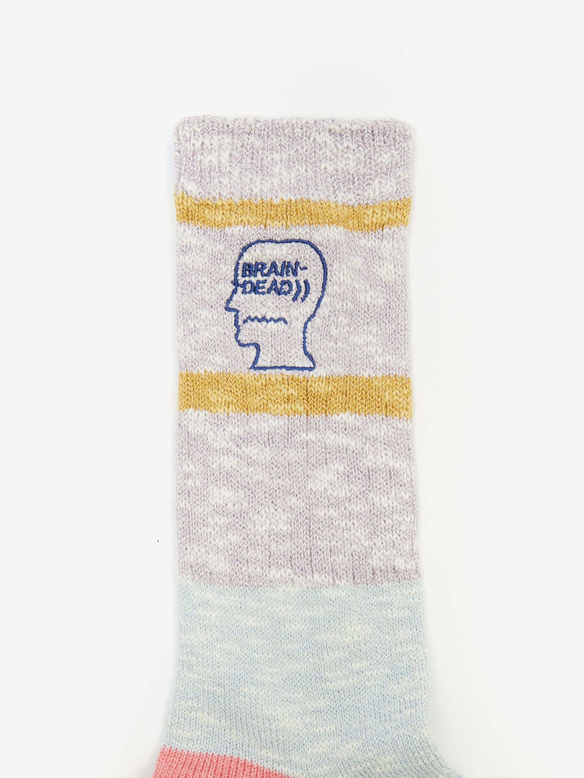 Brain Dead Slub 2 Stripes Crew Sock - Light Blue