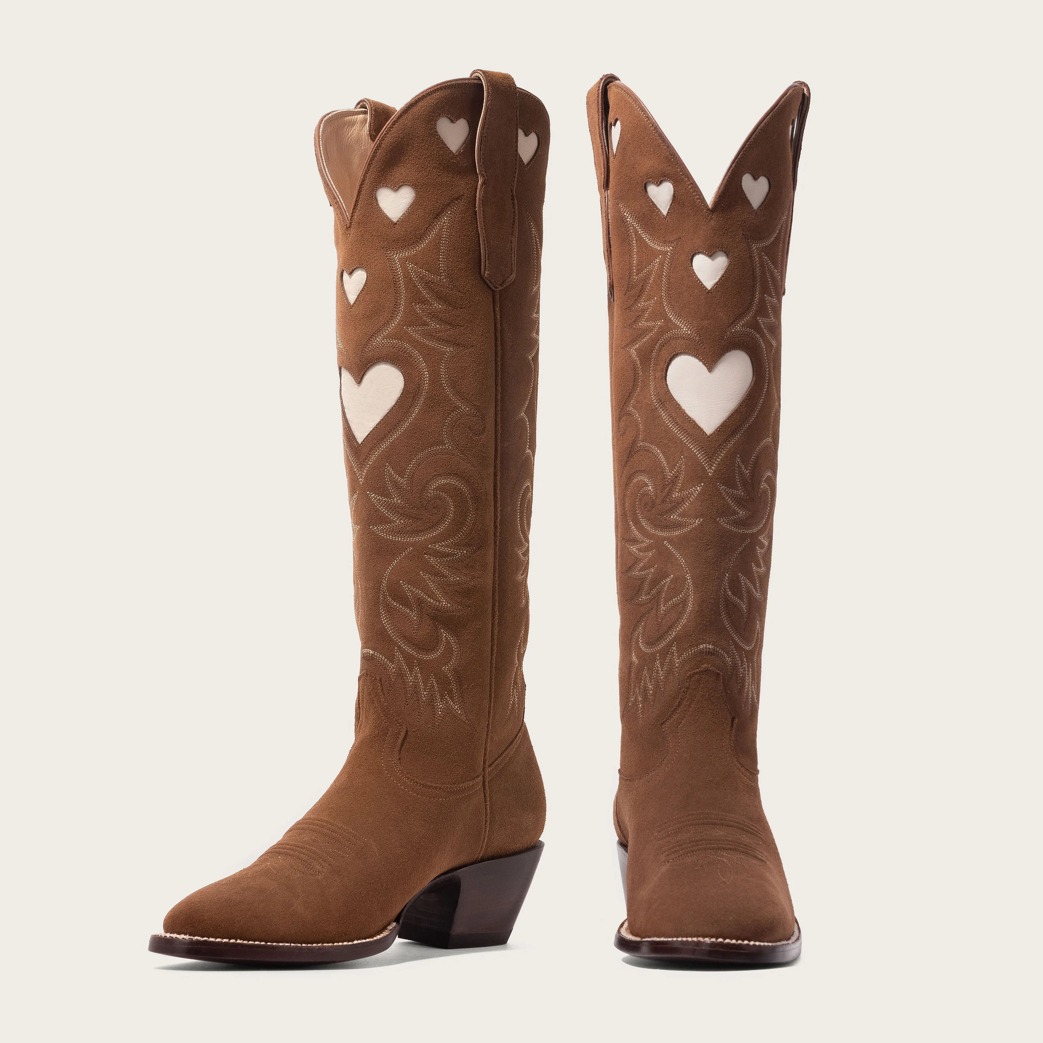 Chestnut Suede & Bone Heart Boot Limited Edition