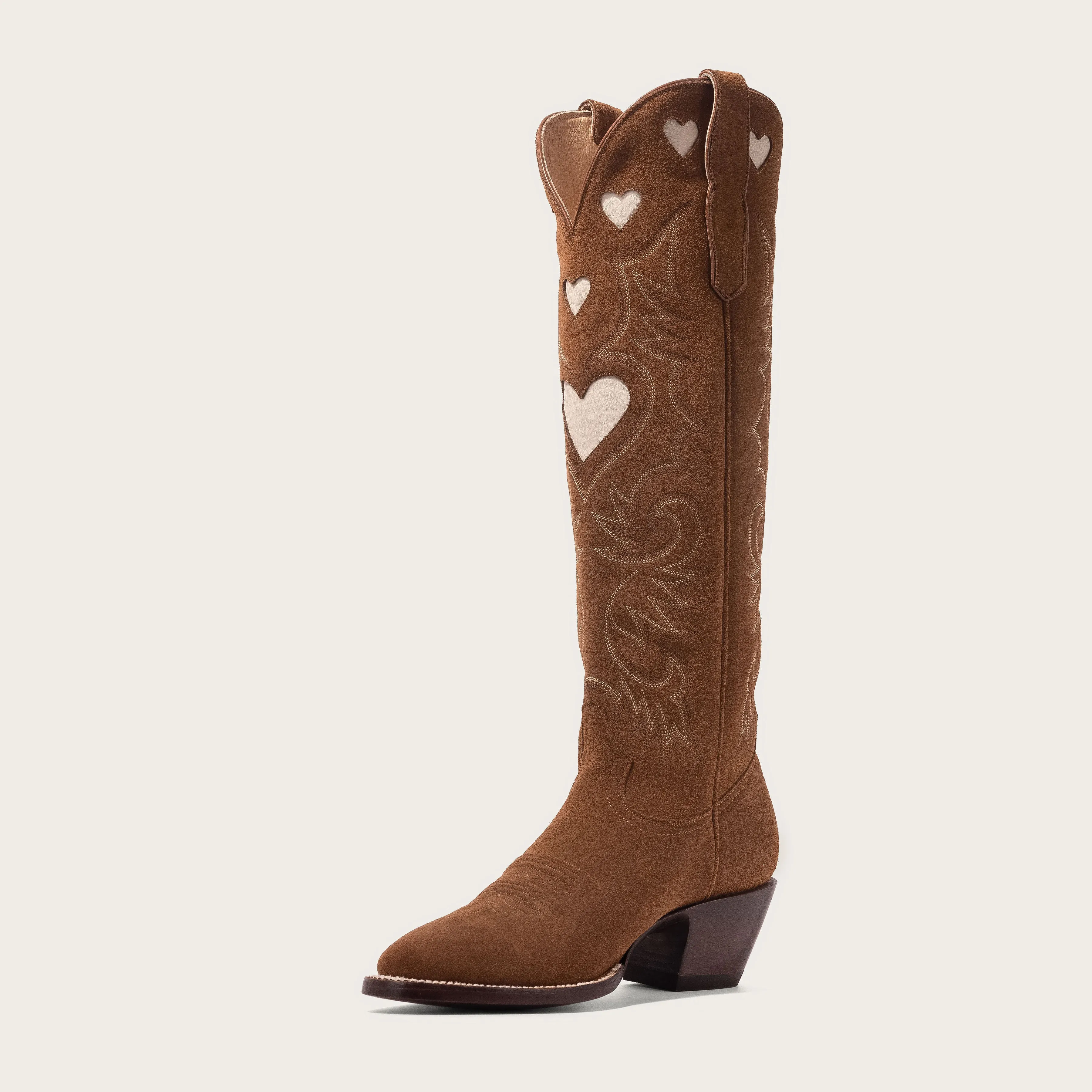 Chestnut Suede & Bone Heart Boot Limited Edition