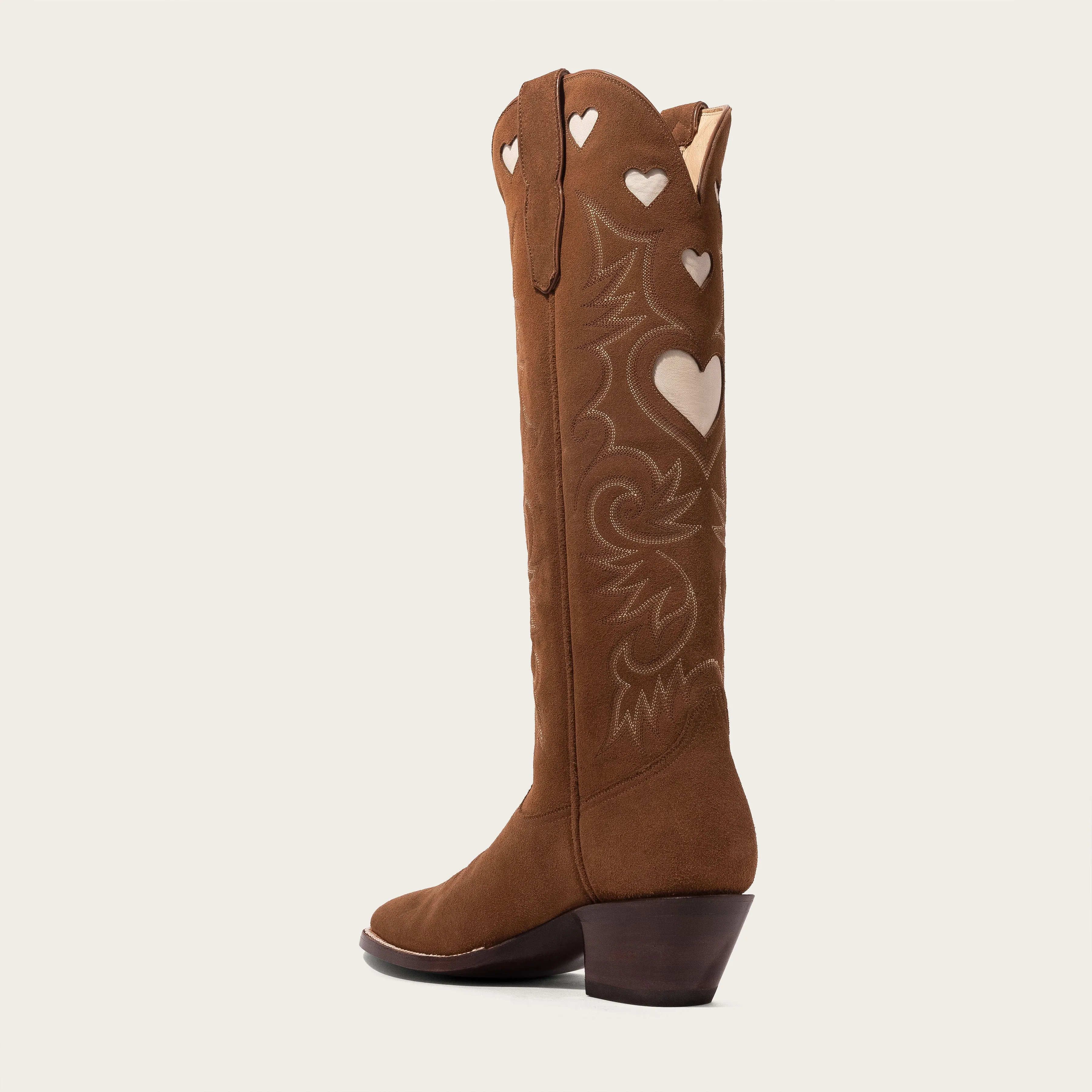 Chestnut Suede & Bone Heart Boot Limited Edition