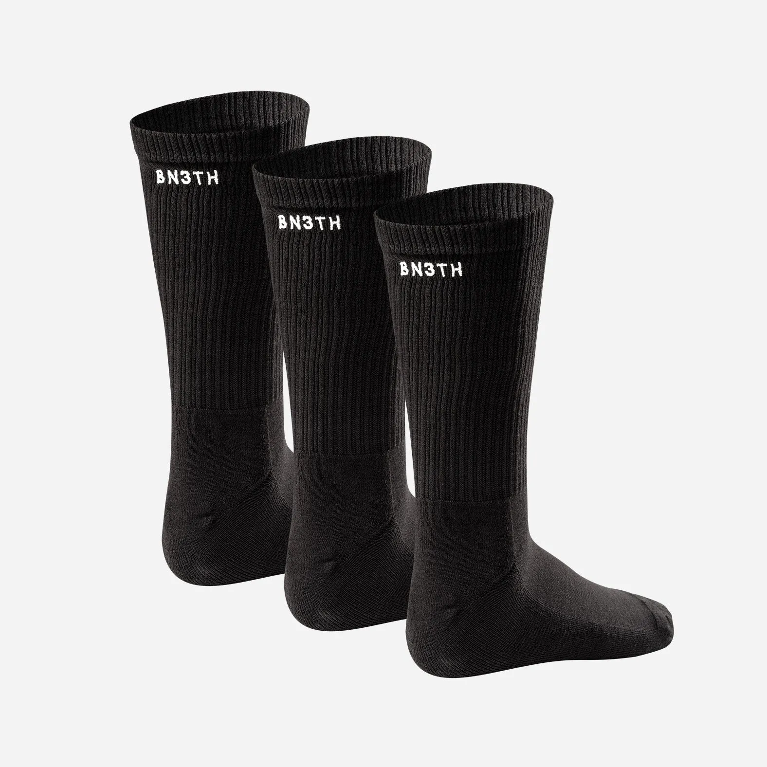 CLASSIC CREW SOCK: BLACK 3 PACK