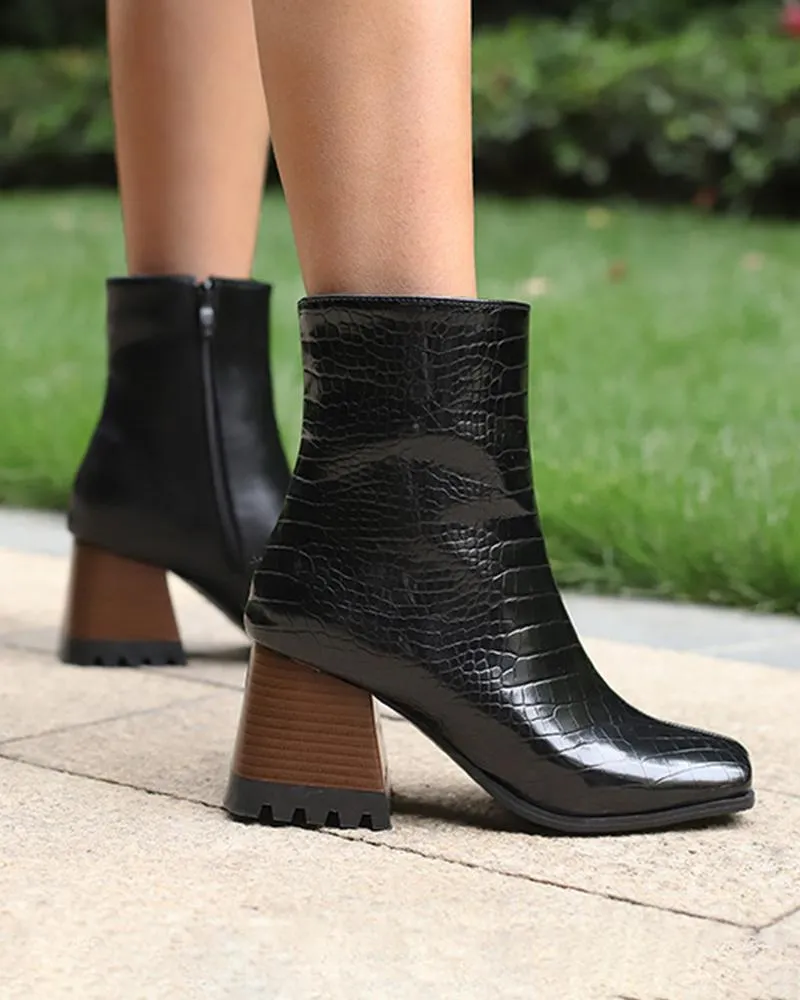 Color-Blocking Ankle Boots