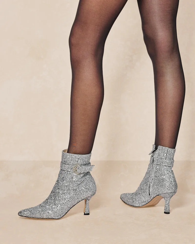 Cora Silver Glitter Boots