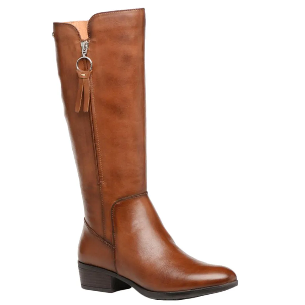 Daroca Calfskin Leather Women's Zip up Mid Calf Boots