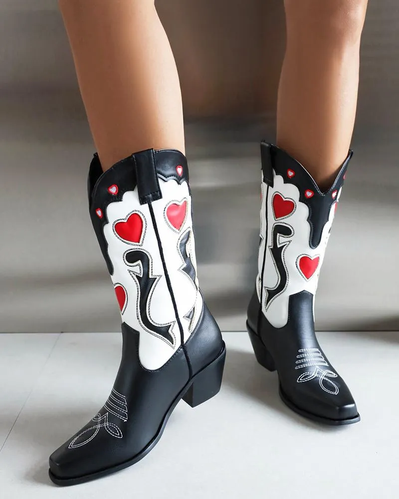 Floral Embroidery Ankle Boots