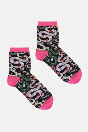 Floral Snake Sock Pink