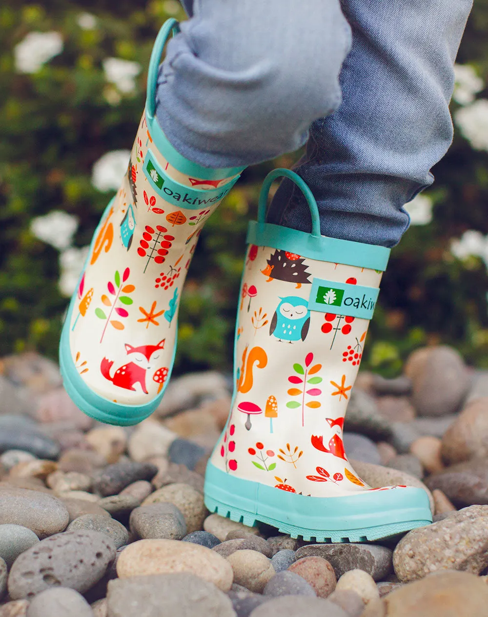 Forest Animals Loop Handle Rubber Rain Boots