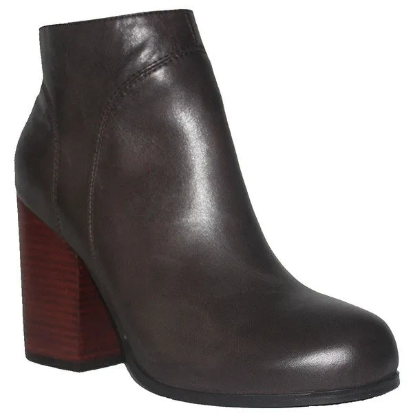 Kixters Chelsea - Brown Leather Side Zip Block Heel Short Boot