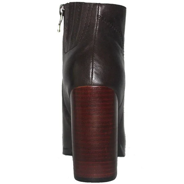 Kixters Chelsea - Brown Leather Side Zip Block Heel Short Boot