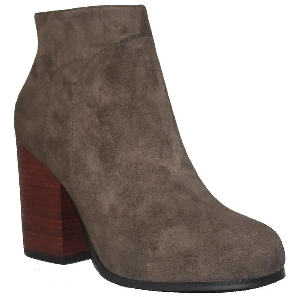 Kixters Chelsea - Taupe Suede Side Zip Block Heel Short Boot