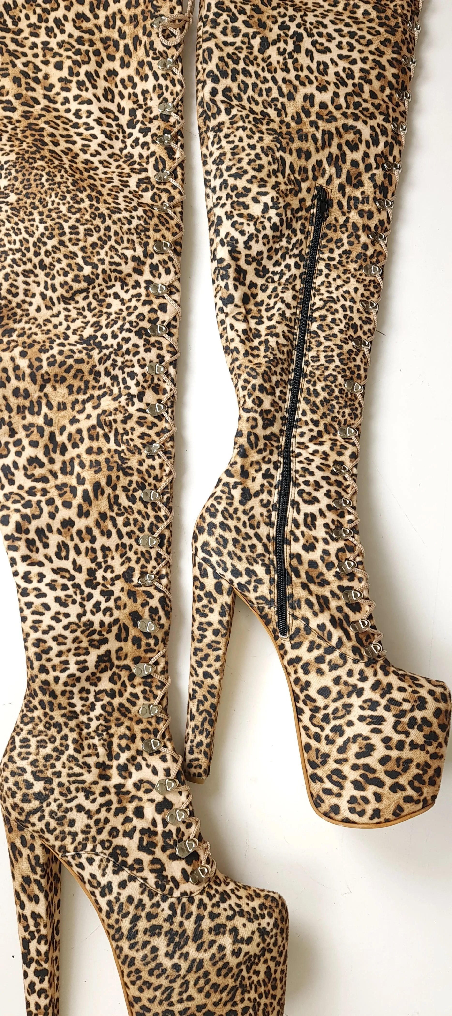 Leopard Extreme Thigh High Military Style Boots 90 cm