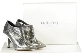 LK Bennett Silver Metallic Heeled Ankle Boots BNIB UK 4 EU 37 👠