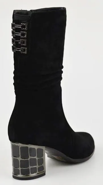 LORETTA VITALE Suede Mid Boot Black