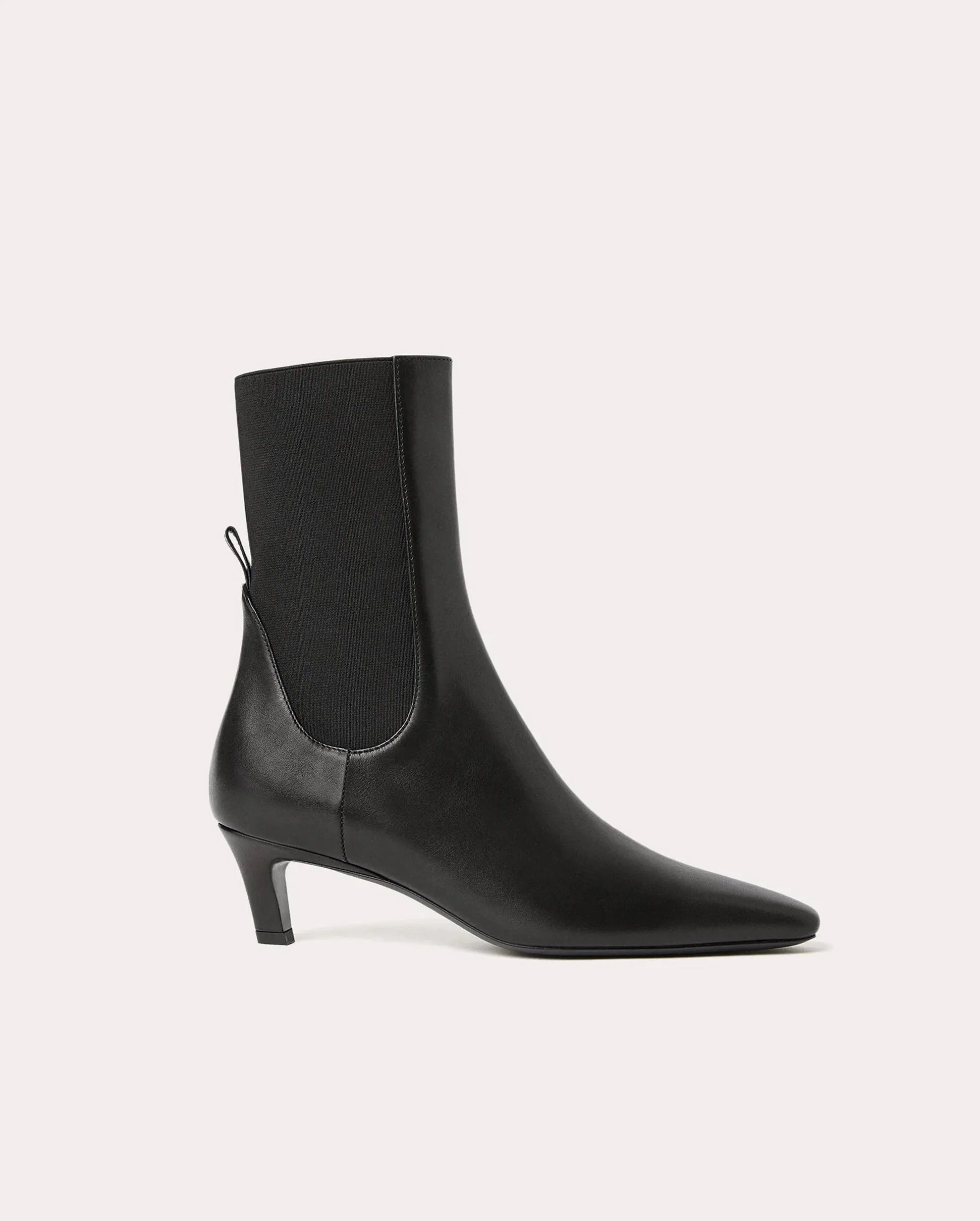 MID HEEL LEATHER BOOT / BLACK