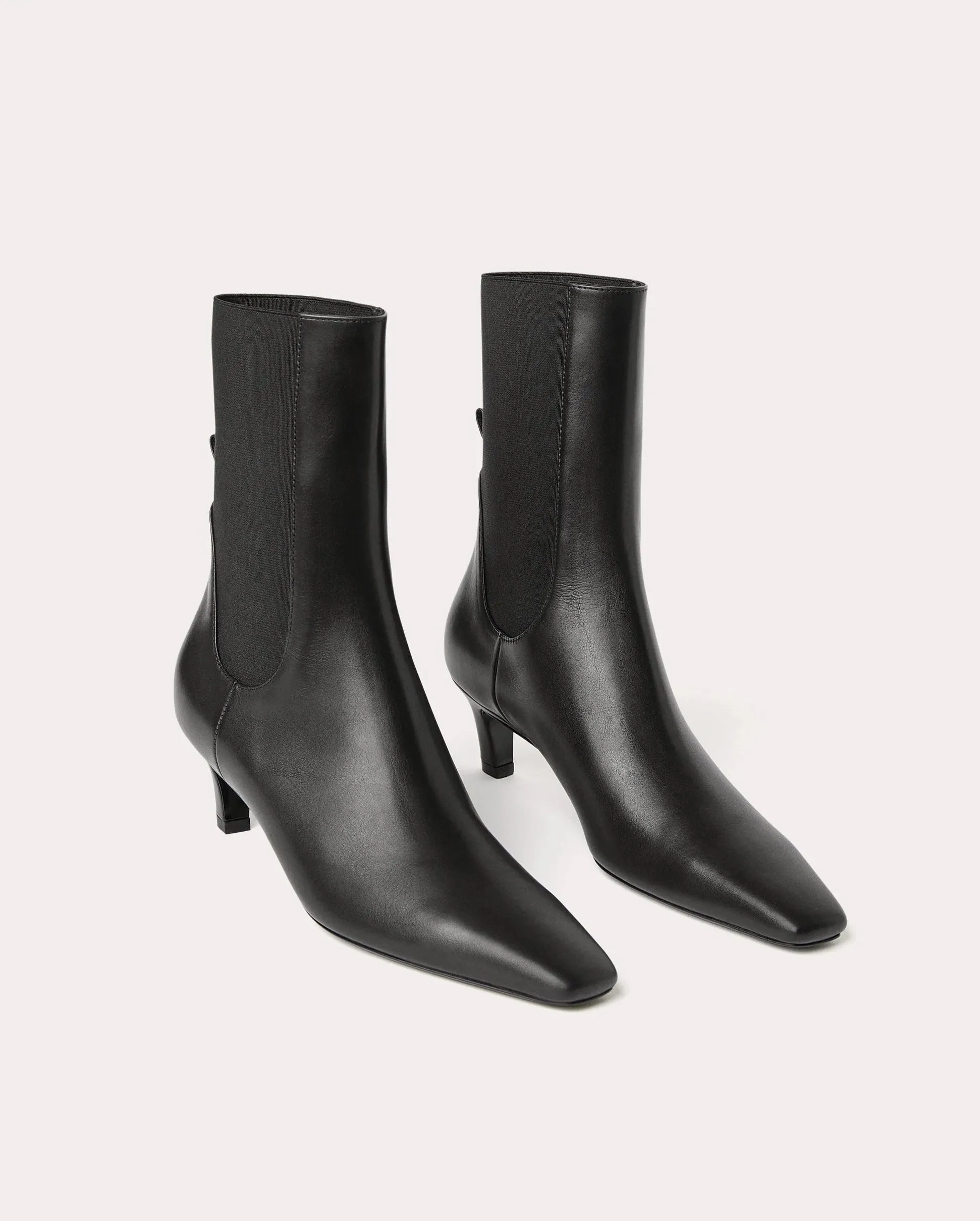 MID HEEL LEATHER BOOT / BLACK