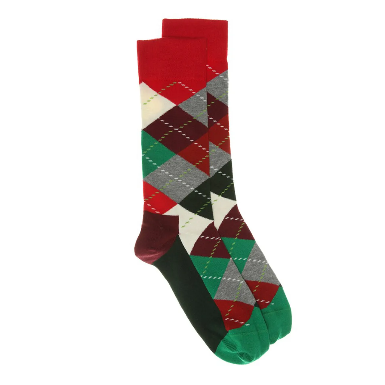 Red Christmas Argyle Sock