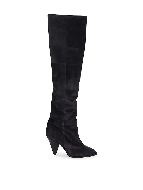 Riria Thigh Boots in Faded Black