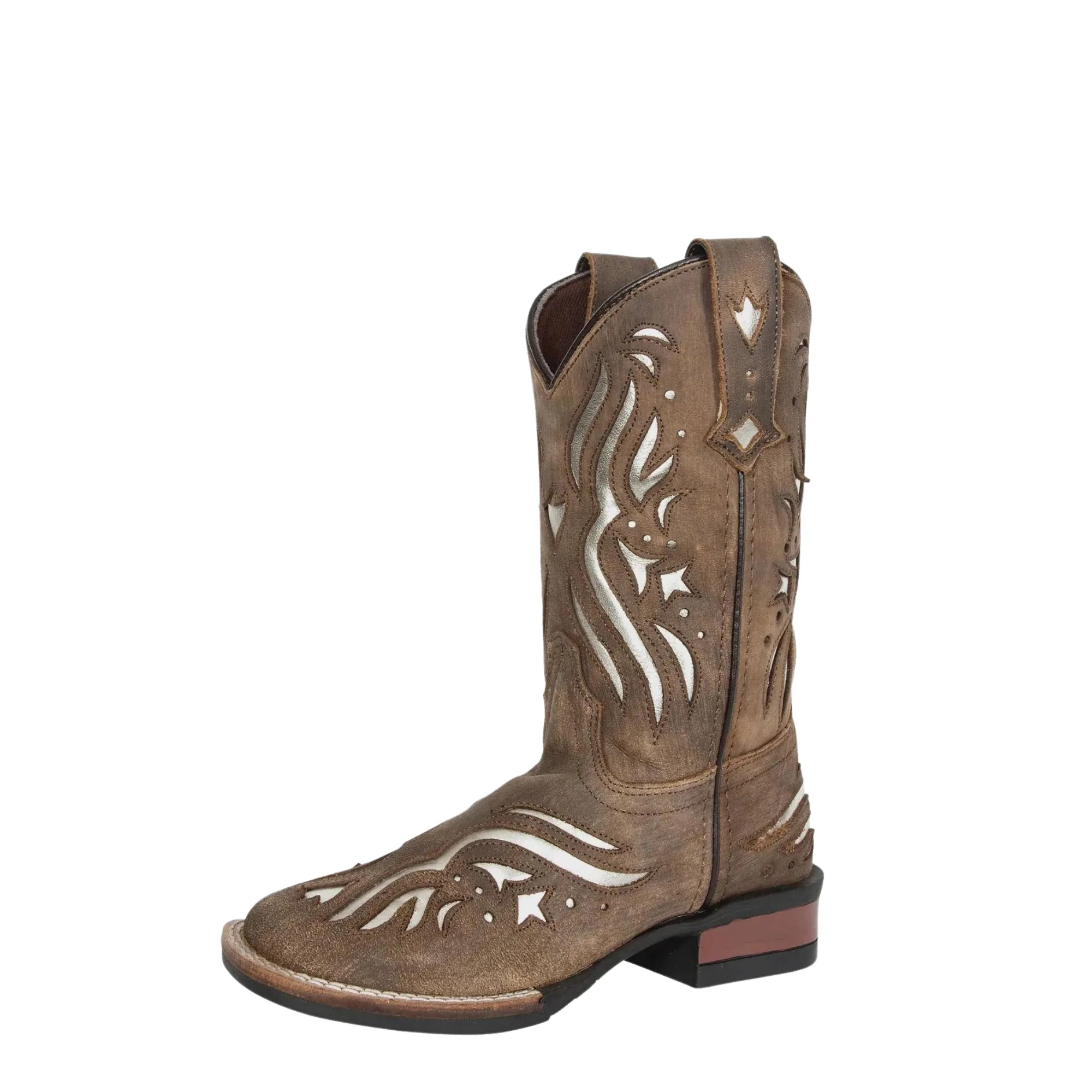 Roper Shiloh Brown - Metallic Silver Underlay Boots