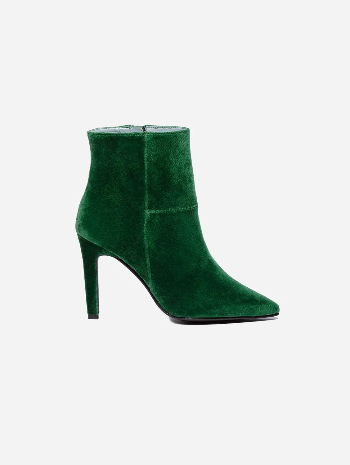 Rose Vegan Velvet Heeled Ankle Boots | Green