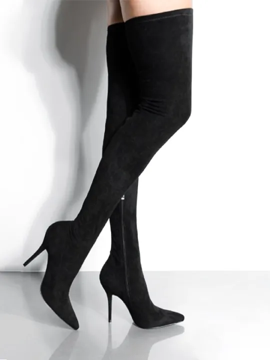 Sexy Suede Pointed Toe Stiletto High Heels Boots