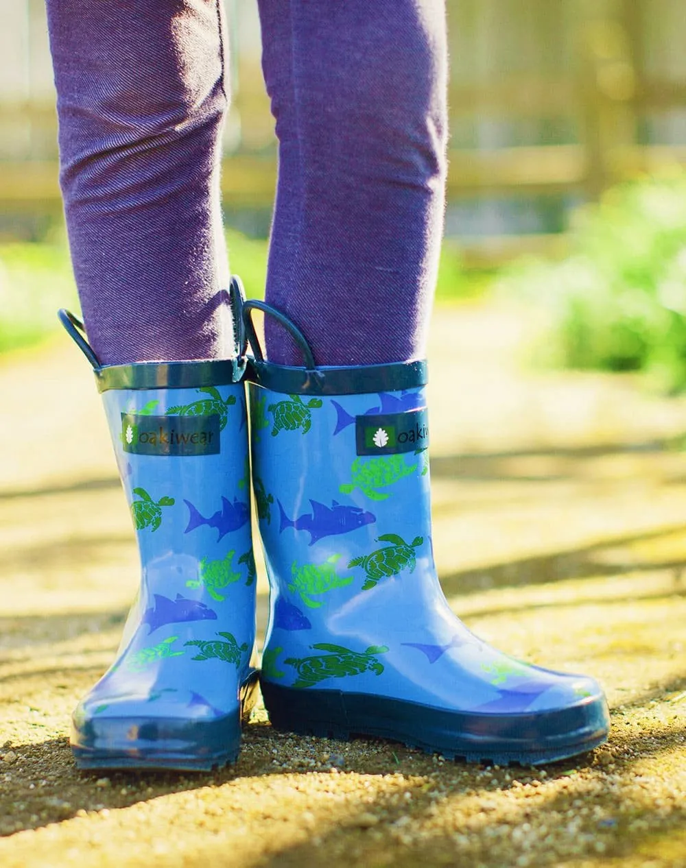 Sharks & Turtles Loop Handle Rubber Rain Boots