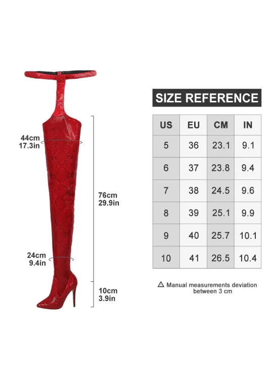 Thigh High Pointed Toe Stiletto Belt Boots