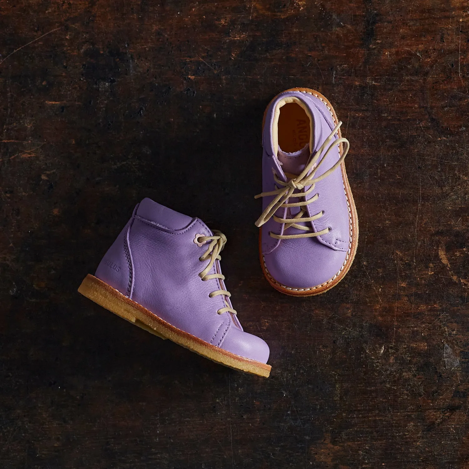 Toddler Leather Lace Up Boots - Lilac