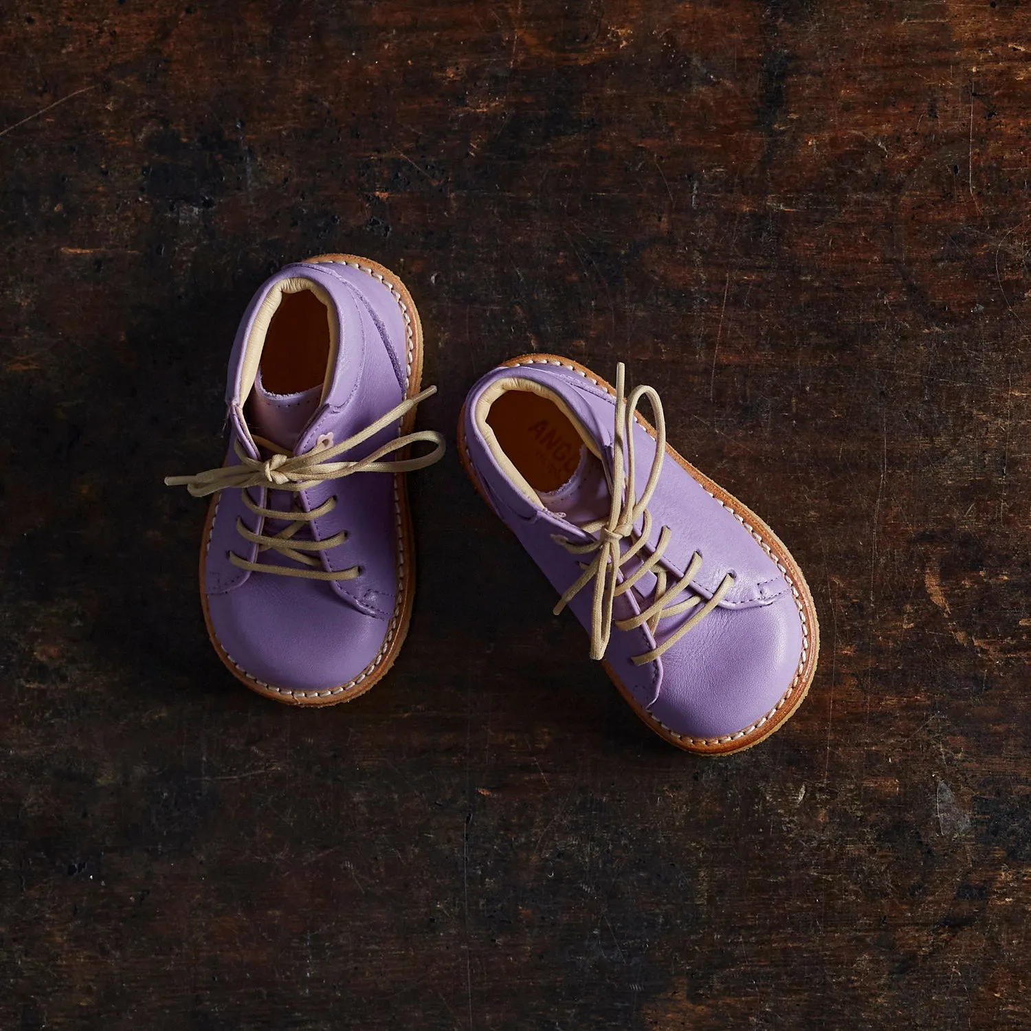 Toddler Leather Lace Up Boots - Lilac