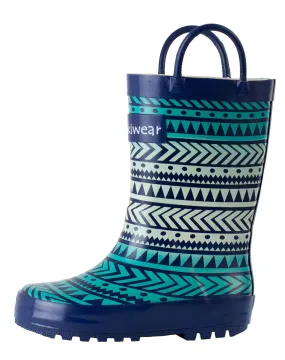 Tribal Loop Handle Rubber Rain Boots