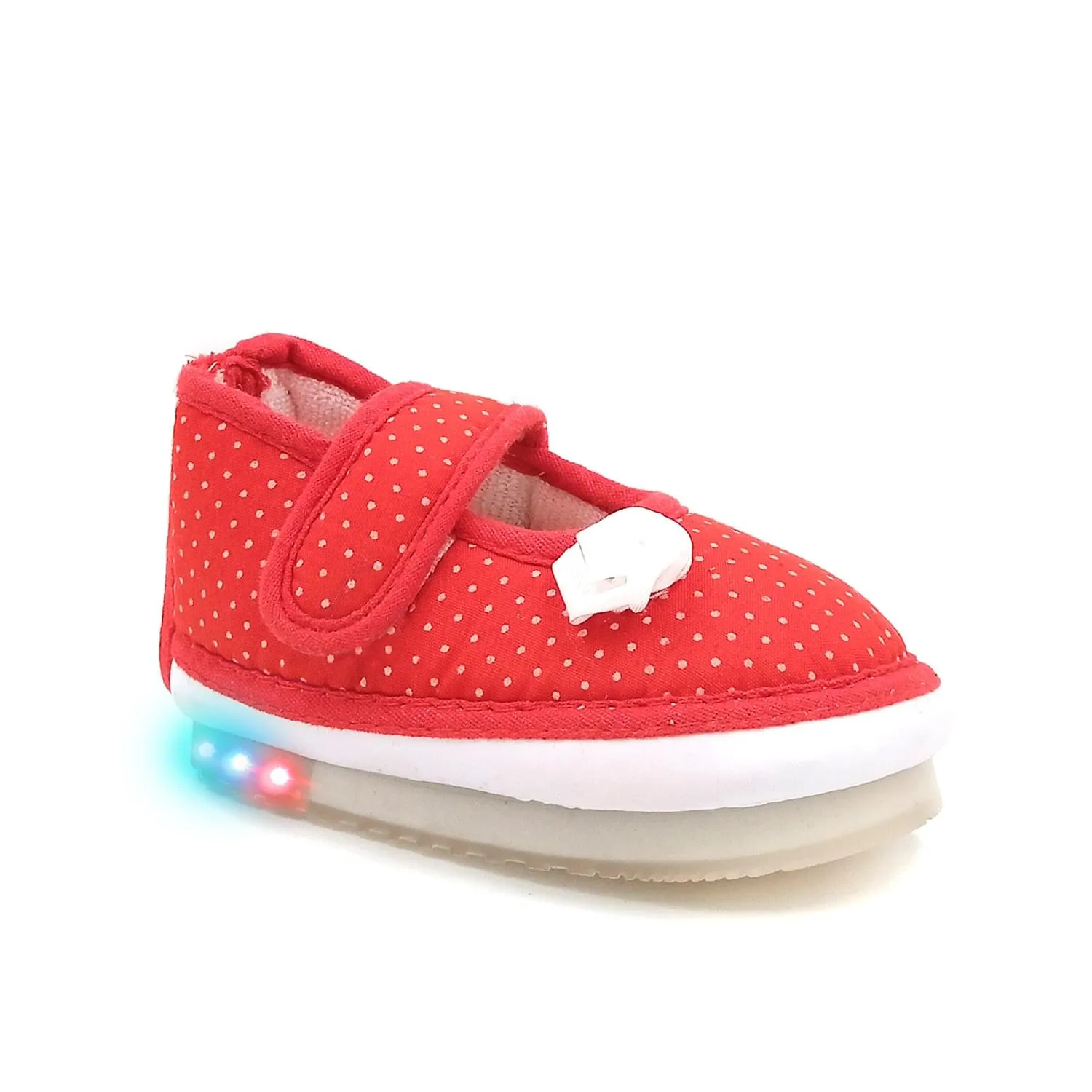 Urbanfeet's Kids LED Light Shoes with Chu Chu Music Sound & Polka Dot Print for Baby Girls and Boys (for 12-24 Months)