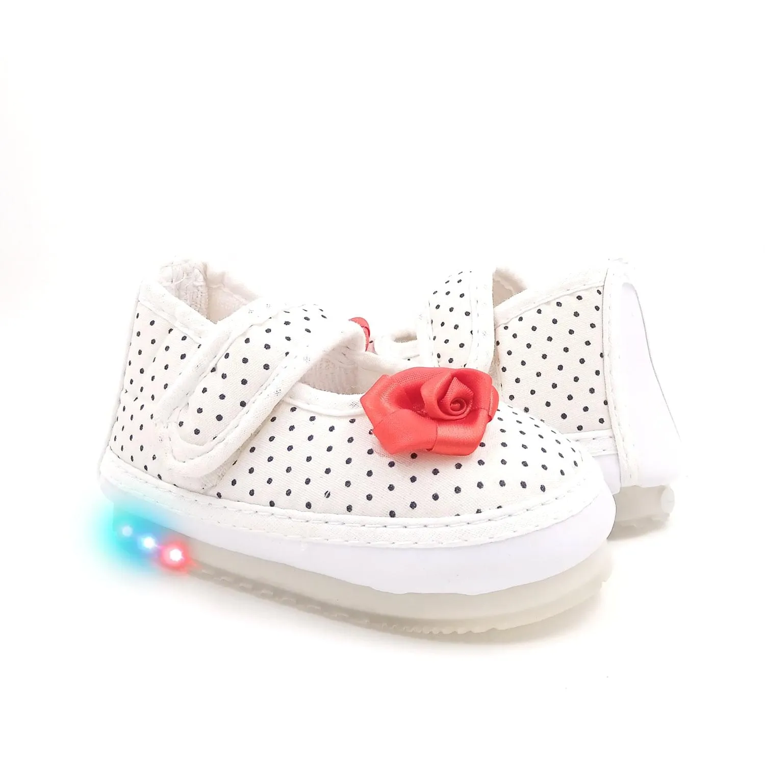 Urbanfeet's Kids LED Light Shoes with Chu Chu Music Sound & Polka Dot Print for Baby Girls and Boys (for 12-24 Months)