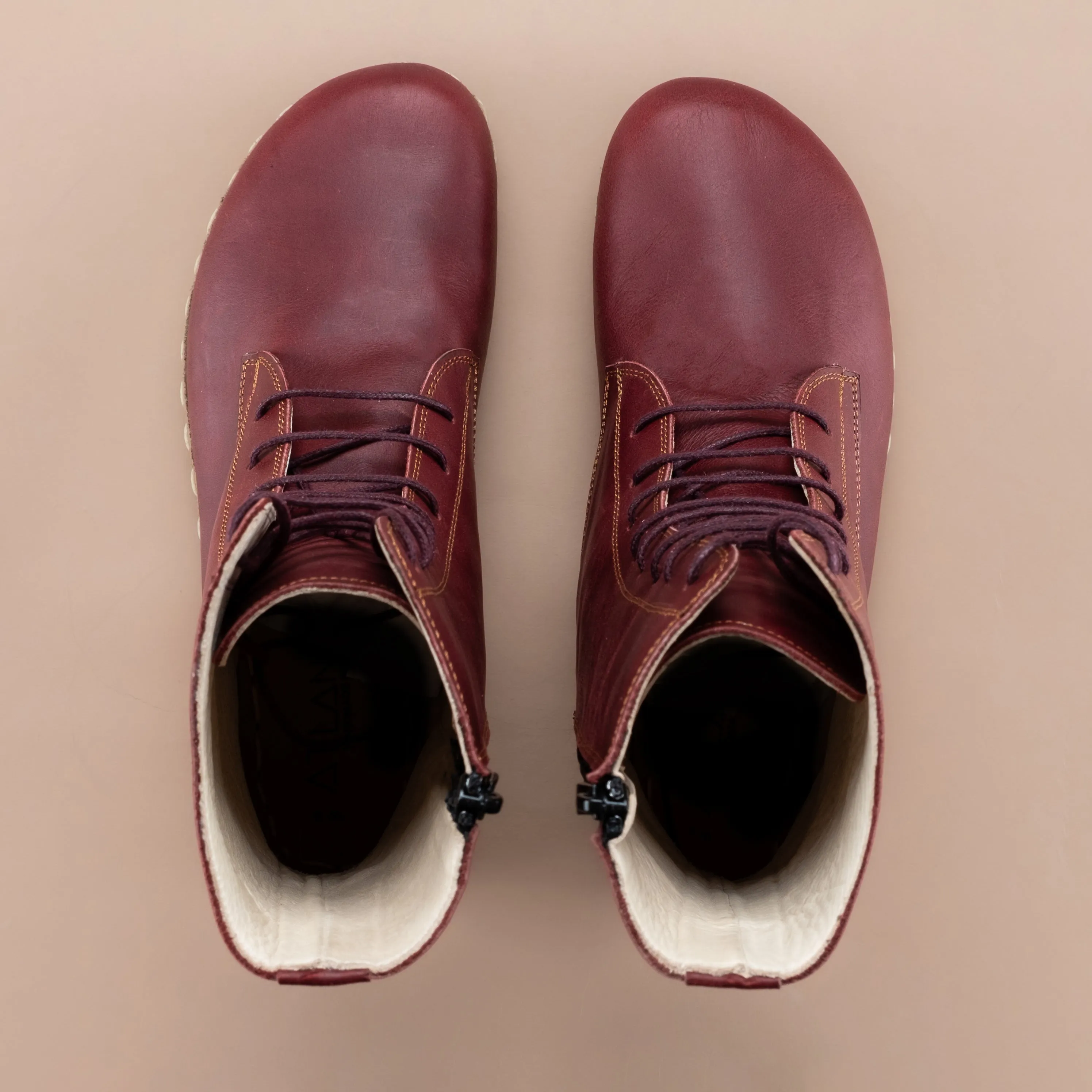 Women's Burgundy Barefoot High Ankle Boots